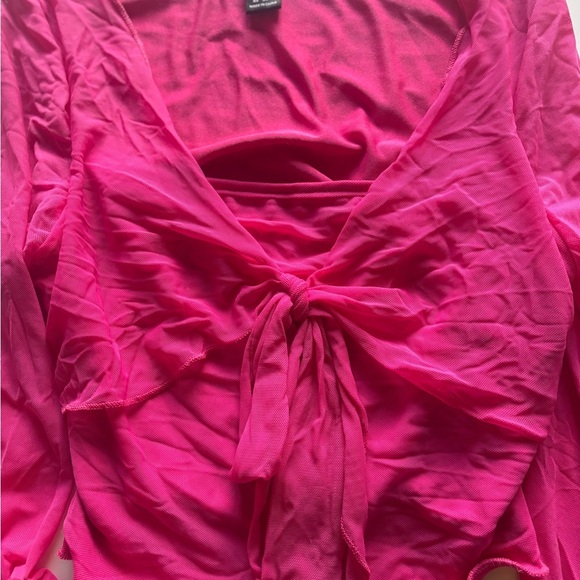 SHEIN Pink Crop Top with Flared Sleeves - Picture 3 of 4